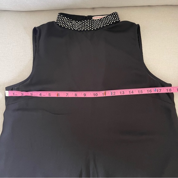 A’gaci Black Sheer Halter Top w/ Embellished Collar and Semi Open Back - Picture 3 of 6